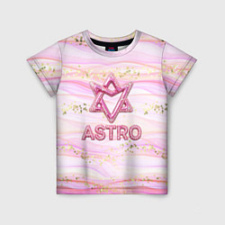 Футболка детская Розовый лого Astro со стразами, цвет: 3D-принт
