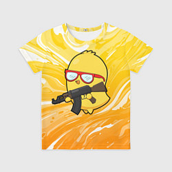 Футболка детская Курица и автомат, цвет: 3D-принт