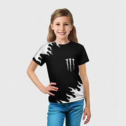 Футболка детская Monster energy белый огонь, цвет: 3D-принт — фото 2