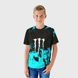 Футболка детская Monster energy голубой огонь, цвет: 3D-принт — фото 2