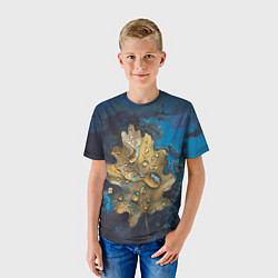 Футболка детская Осенний лист с каплями акварельный - крупный арт, цвет: 3D-принт — фото 2