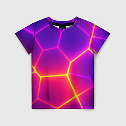 Футболка детская Синие плиты с фиолетовым свечением, цвет: 3D-принт