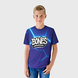 Футболка детская Bones белое лого на синих плитах, цвет: 3D-принт — фото 2