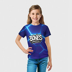 Футболка детская Bones белое лого на синих плитах, цвет: 3D-принт — фото 2