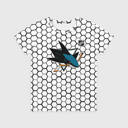 Футболка детская Сан Хосе Шаркс - белые плиты, цвет: 3D-принт