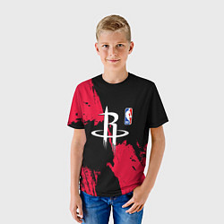 Футболка детская Хьюстон Рокетс - брызги краски, цвет: 3D-принт — фото 2