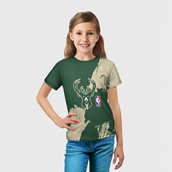 Футболка детская Милуоки Бакс - разлитая краска, цвет: 3D-принт — фото 2