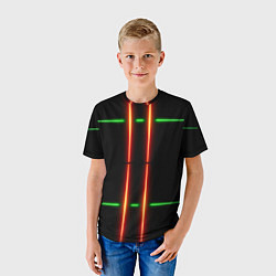 Футболка детская Neon green black red line, цвет: 3D-принт — фото 2