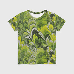 Футболка детская Мраморный абстрактный паттерн - зеленые и желтые о, цвет: 3D-принт