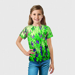 Футболка детская Ярко-зелёный стекающая абстаркция, цвет: 3D-принт — фото 2