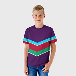 Футболка детская Фиолетовый с полосами, цвет: 3D-принт — фото 2