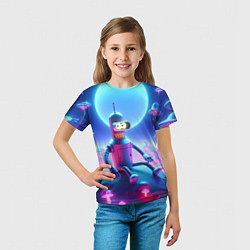 Футболка детская Bender bending robot on the amazing neon mushroom, цвет: 3D-принт — фото 2