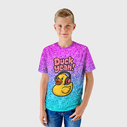 Футболка детская Duck yeah - утка в наушниках, цвет: 3D-принт — фото 2