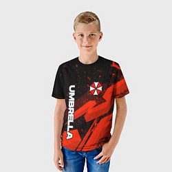 Футболка детская Umbrella corp - красный, цвет: 3D-принт — фото 2