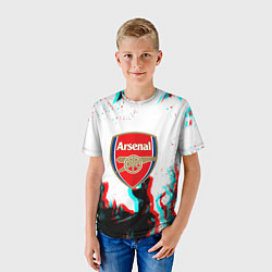 Футболка детская Arsenal огонь глитч, цвет: 3D-принт — фото 2