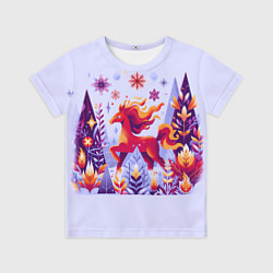 Футболка детская Новогодняя лошадь, цвет: 3D-принт