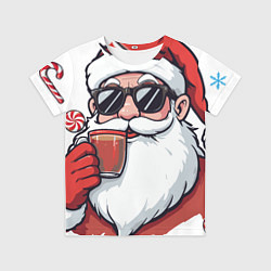 Футболка детская Санта Клаус в стильных солнцезащитных очках, цвет: 3D-принт