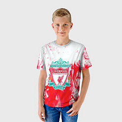 Футболка детская Liverpool розовый огонь, цвет: 3D-принт — фото 2