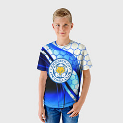 Футболка детская Лестер сити броня соты, цвет: 3D-принт — фото 2