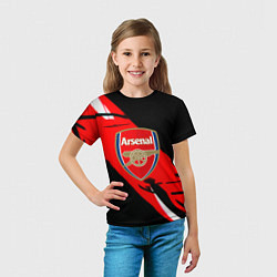 Футболка детская Арсенал геометрия полосы краски, цвет: 3D-принт — фото 2