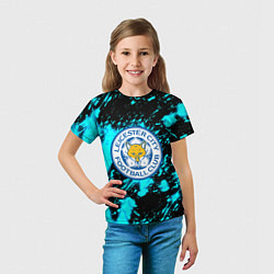Футболка детская Лестер сити голубые краски, цвет: 3D-принт — фото 2