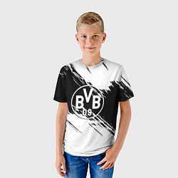 Футболка детская Borussia черно белые полосы, цвет: 3D-принт — фото 2