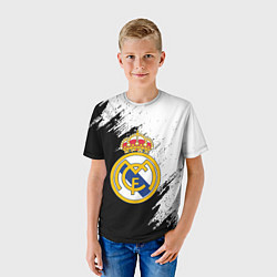 Футболка детская Real Madrid текстура штрихи, цвет: 3D-принт — фото 2