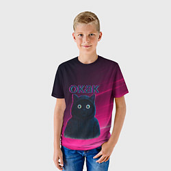 Футболка детская Окак мем с черным котом, цвет: 3D-принт — фото 2