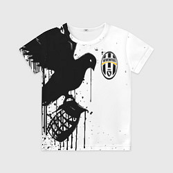Футболка детская Ювентус черная птица краски, цвет: 3D-принт