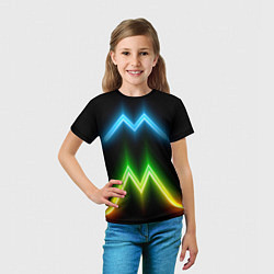 Футболка детская Neon multicolored lines, цвет: 3D-принт — фото 2