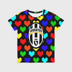 Футболка детская Ювентус сердце паттерн, цвет: 3D-принт