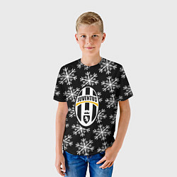 Футболка детская Ювентус снежинки белые, цвет: 3D-принт — фото 2