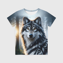 Футболка детская Морда волка - Россия, цвет: 3D-принт