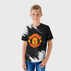 Футболка детская Манчестер Юнайтед белые краски, цвет: 3D-принт — фото 2