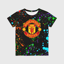 Футболка детская Манчестер Юнайтед неоновые краски, цвет: 3D-принт
