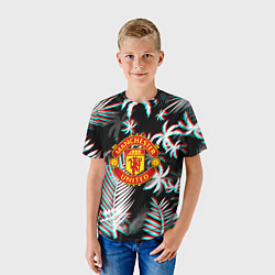 Футболка детская Манчестер Юнайтед тропики глитч, цвет: 3D-принт — фото 2