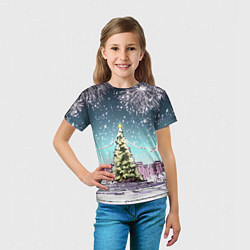 Футболка детская Москва - новогодний салют, цвет: 3D-принт — фото 2