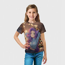 Футболка детская Девушка в образе лошадки на новый год, цвет: 3D-принт — фото 2