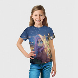 Футболка детская Аниме - лошадка в новогодней атмосфере, цвет: 3D-принт — фото 2