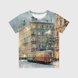 Футболка детская Трамваи в зимнем Санкт-Петербурге, цвет: 3D-принт