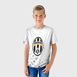 Футболка детская Ювентус черные краски всплеск, цвет: 3D-принт — фото 2