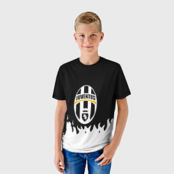 Футболка детская Ювентус белый огонь текстура, цвет: 3D-принт — фото 2
