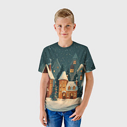 Футболка детская Сказочный Новогодний городок, цвет: 3D-принт — фото 2