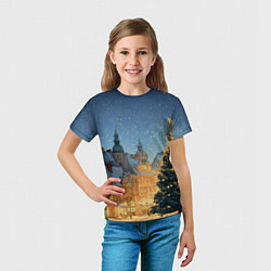 Футболка детская Новый год в старом городе, цвет: 3D-принт — фото 2