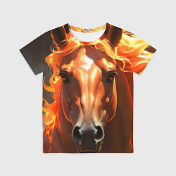 Футболка детская Портрет огненной лошади, цвет: 3D-принт