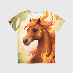 Футболка детская Милая огненная лошадь, цвет: 3D-принт