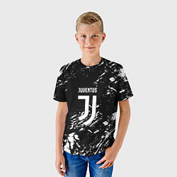 Футболка детская Juventus белые штрихи красок, цвет: 3D-принт — фото 2
