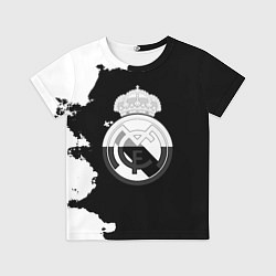 Футболка детская Реал Мадрид черно белые краски, цвет: 3D-принт