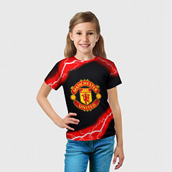 Футболка детская Манчестер Юнайтед шторм молнии, цвет: 3D-принт — фото 2