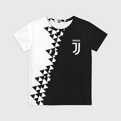 Футболка детская Juventus черно белая геометрия текстура, цвет: 3D-принт